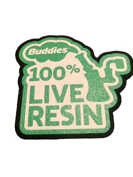 Buddies x Mood Mat 8" Die cut 100% Live Resin Logo Dab Mat