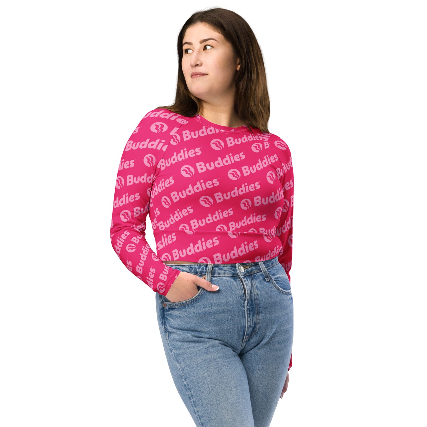 All Over Print Recycled long-sleeve crop top